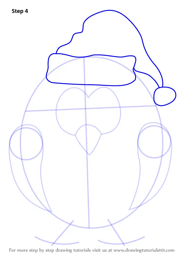 Learn How to Draw Penguin Santa Claus (Christmas) Step by Step