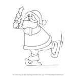 How to Draw a Ice Skating Santa