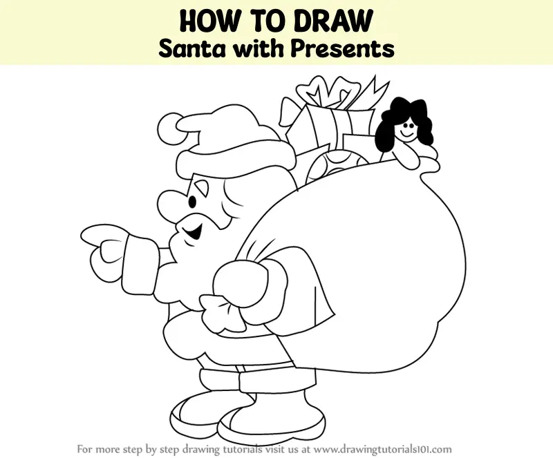 How To Draw Santa With Presents (christmas) Step By Step 