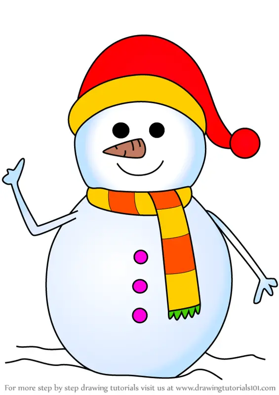 How to Draw Snowman With Scarf (Christmas) Step by Step ...