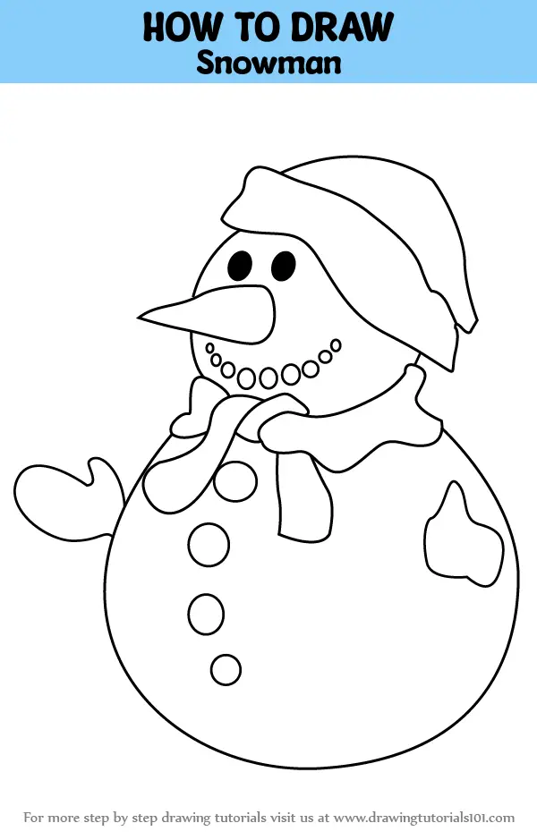 How to Draw Snowman (Christmas) Step by Step | DrawingTutorials101.com