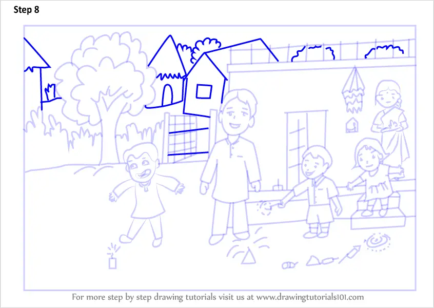 Download Scene Drawing Diwali Drawing Easy Step By Step Pictures