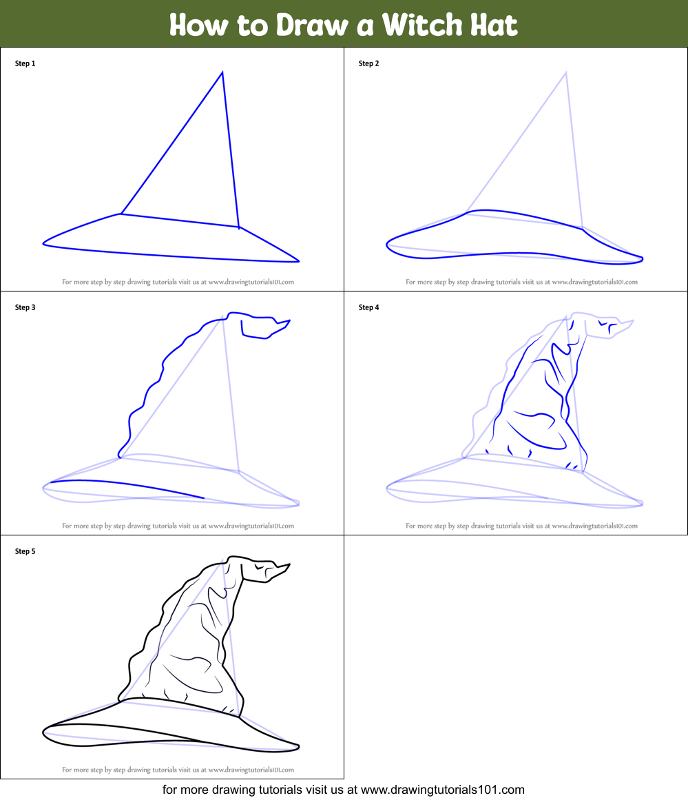 how to draw a witch hat