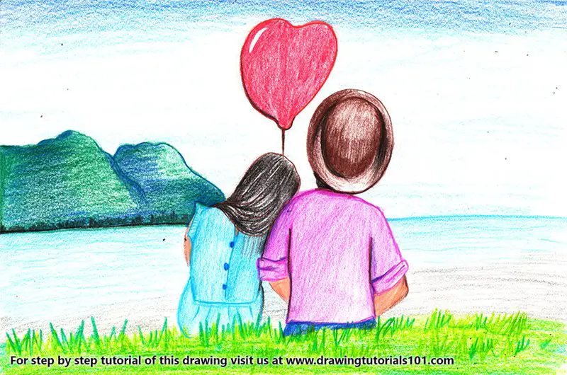 Sketch Of The Young Couple Stock Illustration - Download Image Now - Cut  Out, Rear View, Standing - iStock