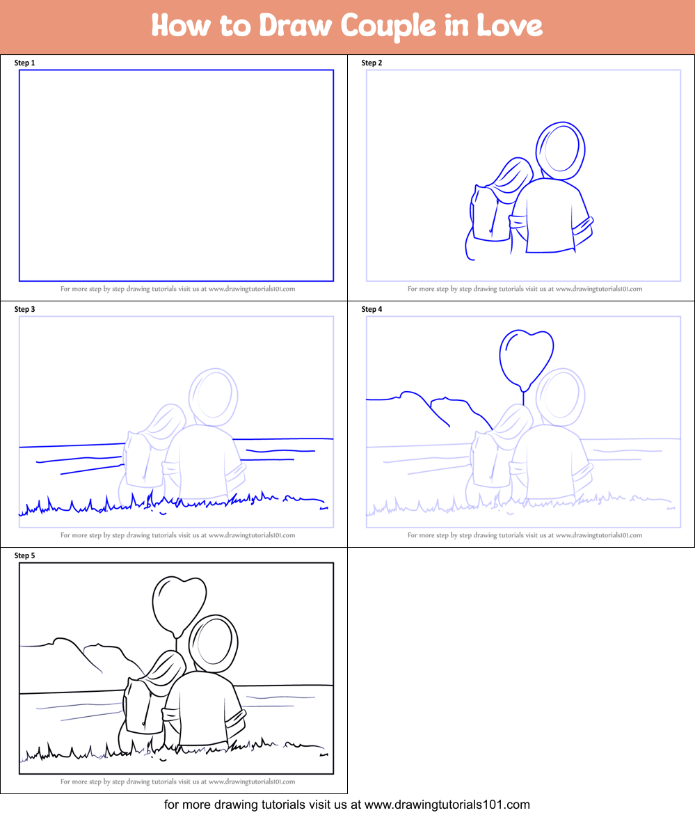 How to Draw Romantic❤Couple with Points, Step by step