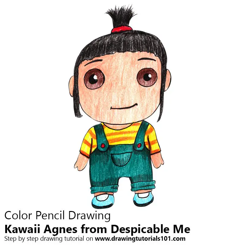 Kawaii Agnes from Despicable Me Color Pencil Drawing