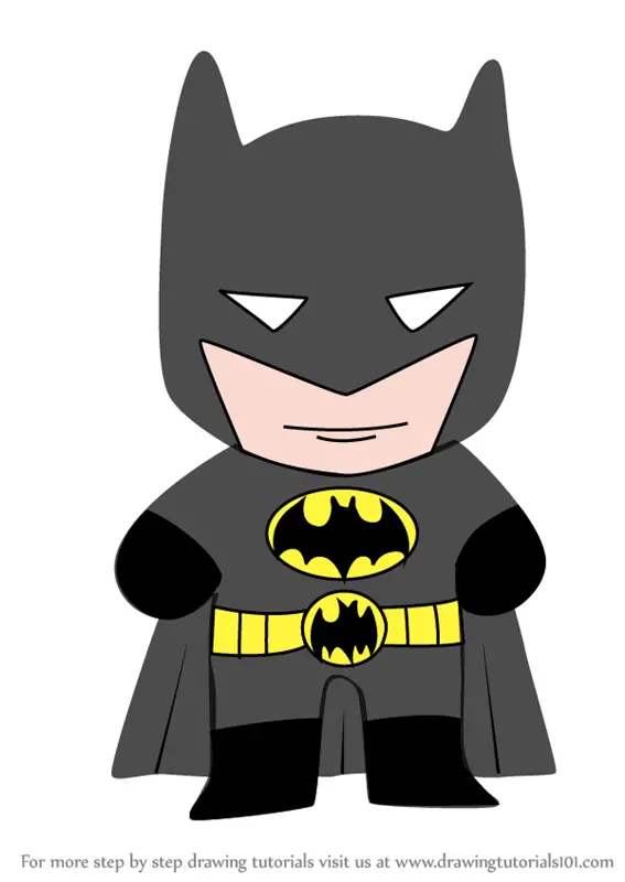 Learn How to Draw Kawaii Batman (Kawaii Characters) Step by Step : Drawing  Tutorials