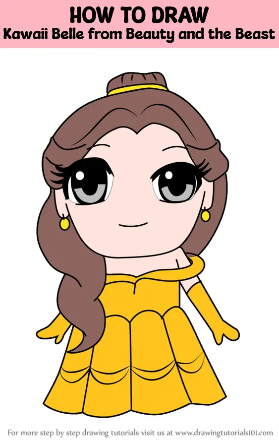 How to Draw Kawaii Belle from Beauty and the Beast (Kawaii Characters ...