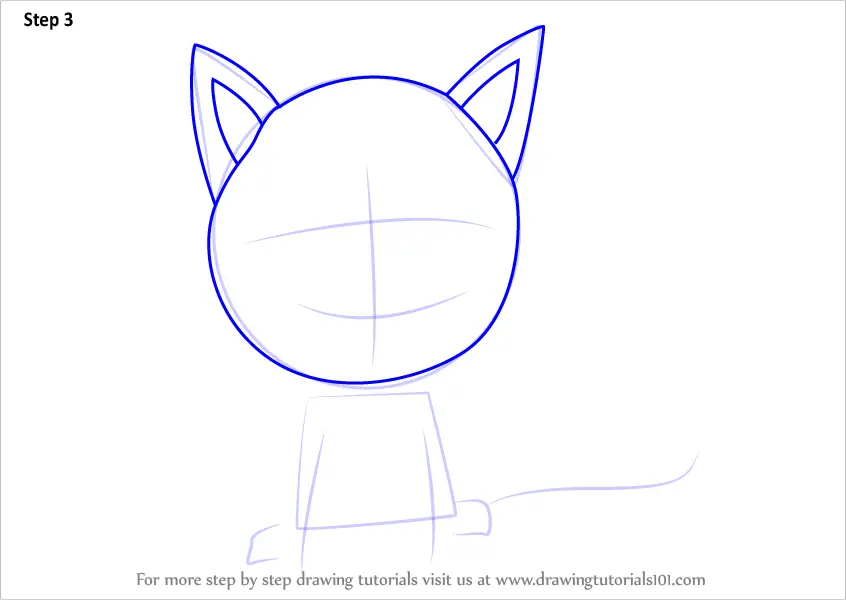 How to Draw Kawaii Mittens Cat from Bolt (Kawaii Characters) Step by ...