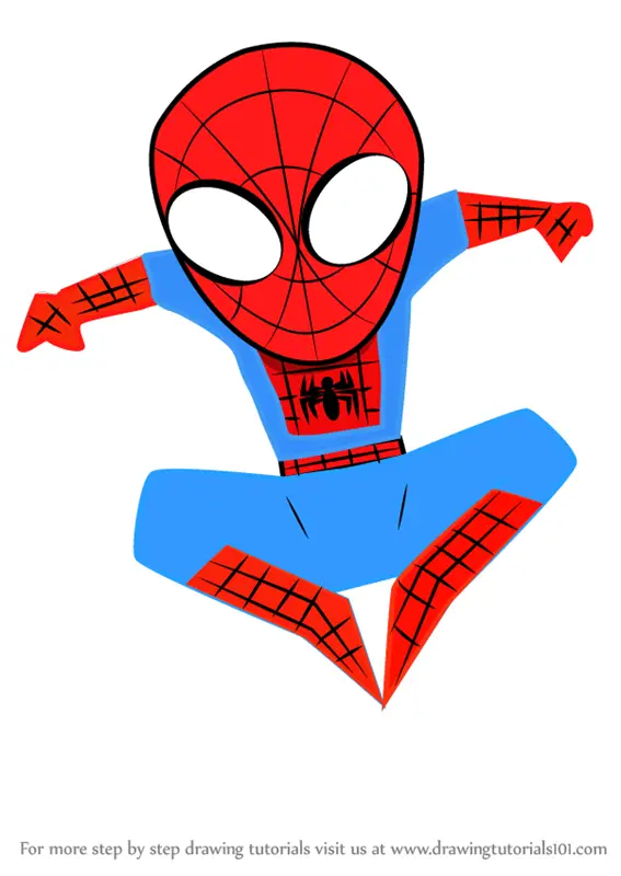 Learn How to Draw Kawaii Spiderman (Kawaii Characters) Step by Step :  Drawing Tutorials