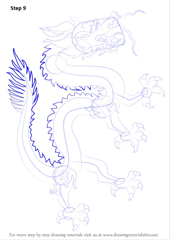 Step by Step How to Draw a Chinese Dragon : DrawingTutorials101.com