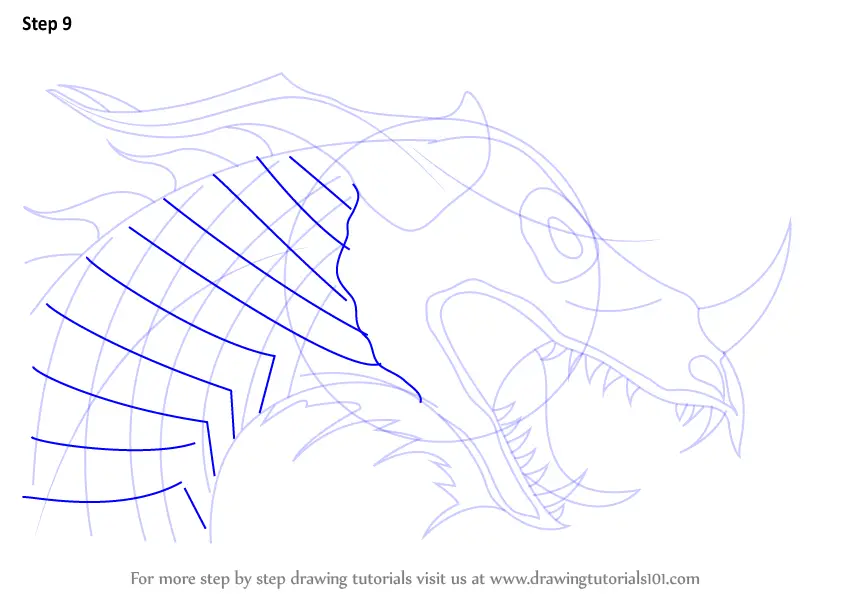 how to draw a realistic dragon head step by step