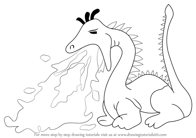 how to draw a dragon breathing fire easy