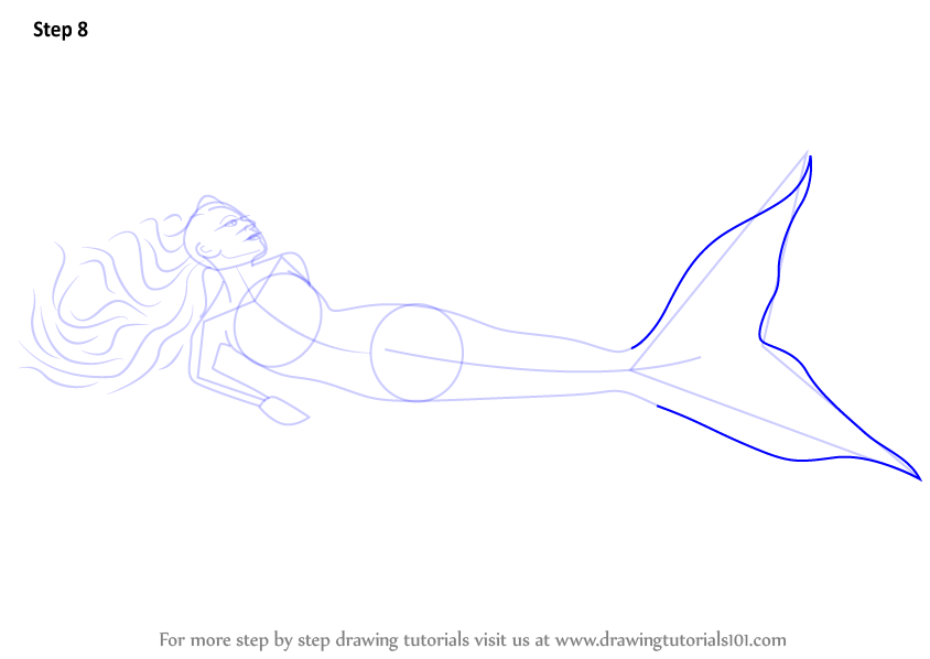 How To Draw A Mermaid In Water Mermaids Step By Step