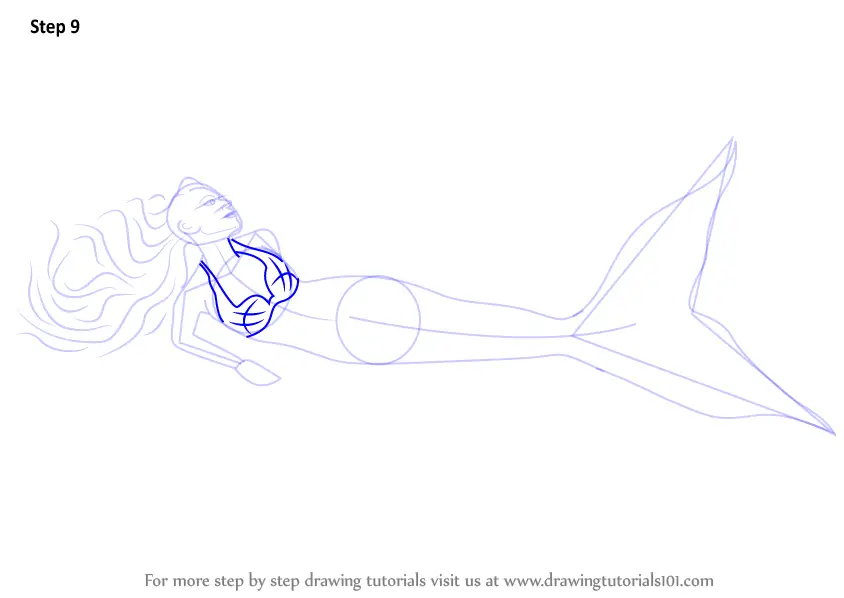 Step by Step How to Draw a Mermaid in Water ...