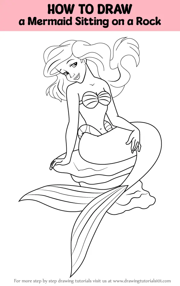 how to draw Mermaid Sitting on a Rock step 0 og