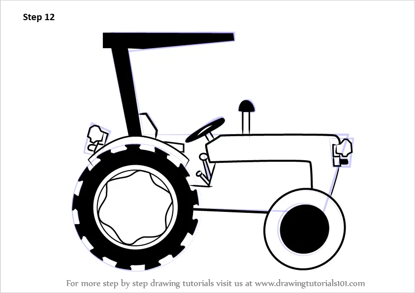 Learn How to Draw a Tractor for Kids Agricultural Step 