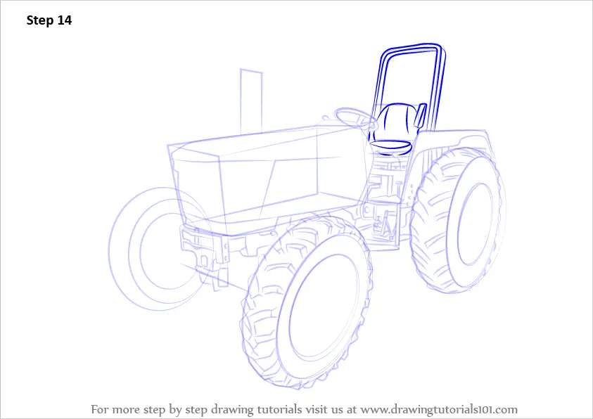 Learn How to Draw a Tractor (Agricultural) Step by Step : Drawing Tutorials