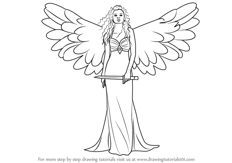 outline drawings of angels