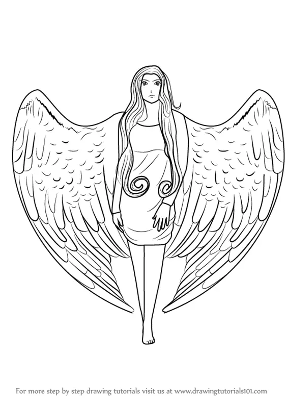 how to draw angel wings