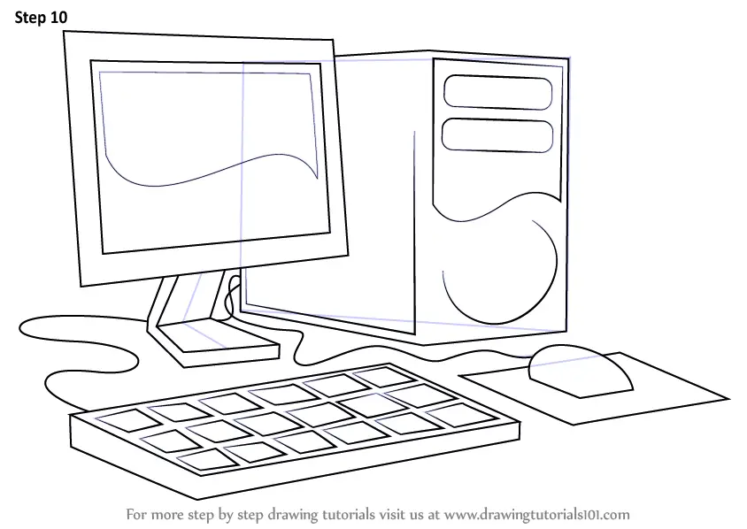 Learn How to Draw a Computer Step by Step Drawing Tutorials