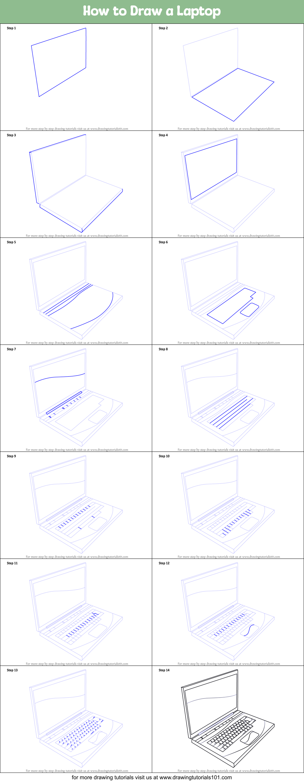 Как нарисовать ноутбук легко по этапно