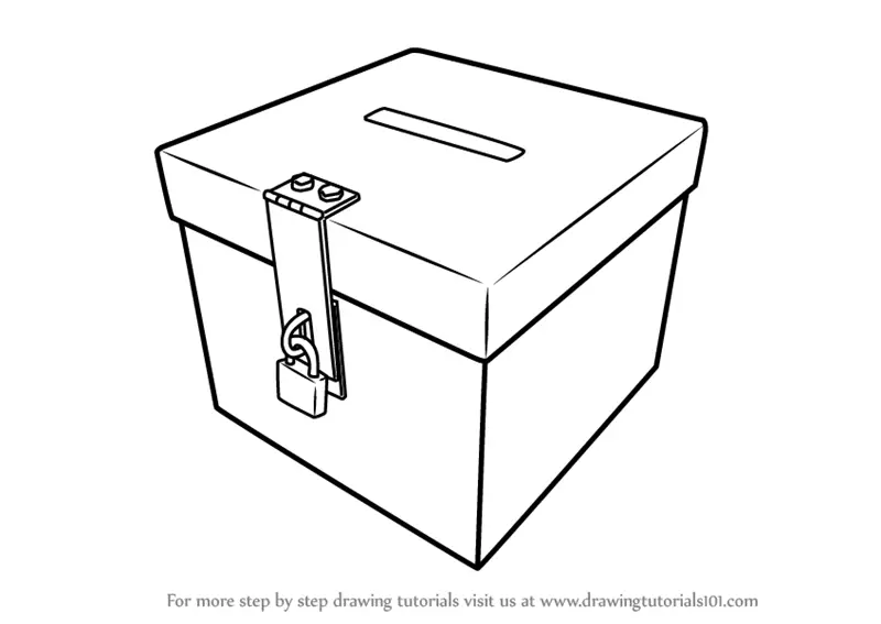 Learn How To Draw A Ballot Box Everyday Objects Step By Step Drawing Tutorials