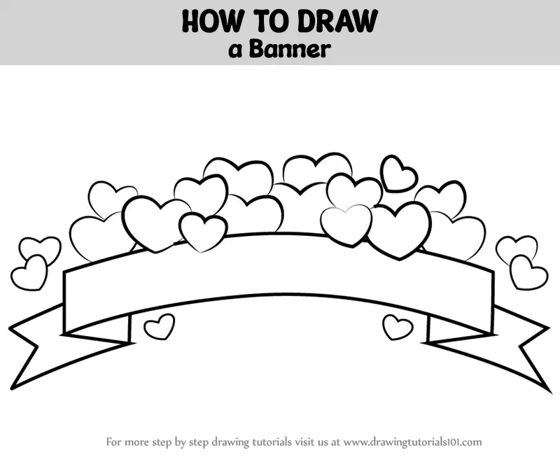 How To Draw A Banner Everyday Objects Step By Step Drawingtutorials Com