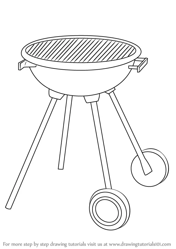 How to Draw a BBQ Grill (Everyday Objects) Step by Step