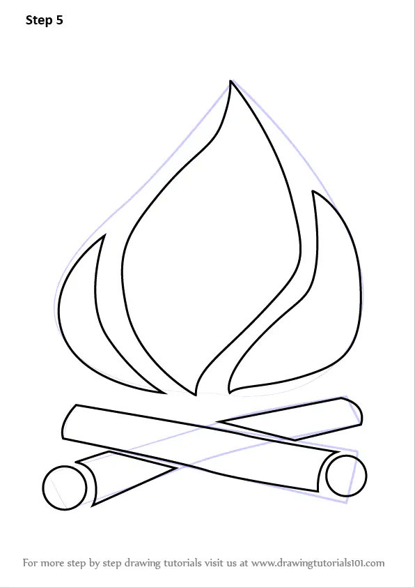 Learn How to Draw Camp Fire (Everyday Objects) Step by Step : Drawing