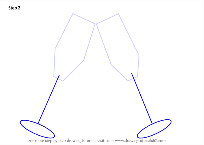 How To Draw Champagne Glasses Everyday Objects Step By Step