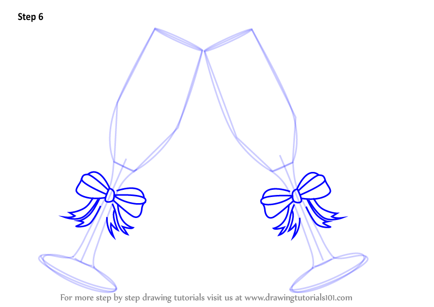 bow drawing by step step Objects Glasses How (Everyday Champagne Learn to Draw