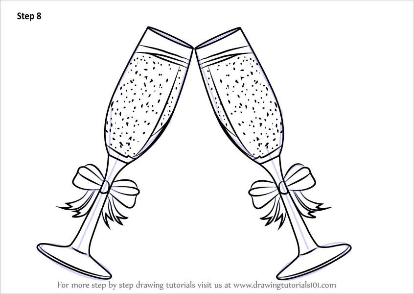 How To Draw Champagne Glasses Everyday Objects Step By Step