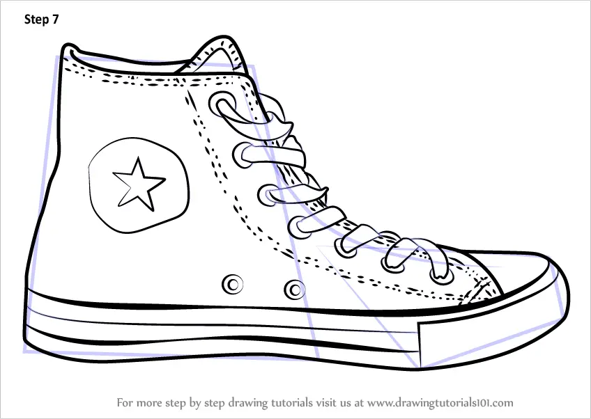 How to Draw Converse Shoe (Everyday Objects) Step by Step