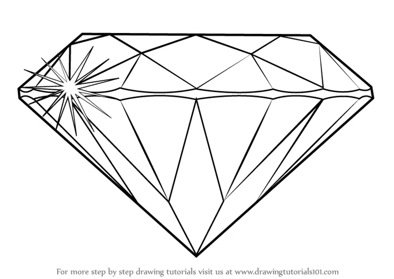 How to Draw a Diamond (Everyday Objects) Step by Step