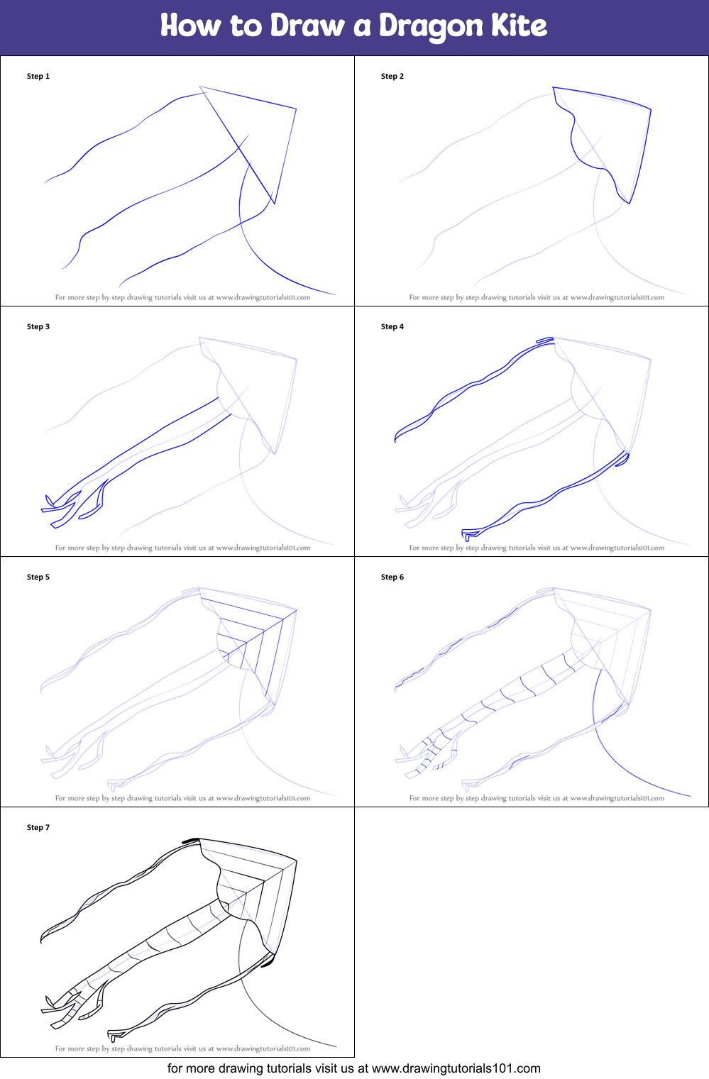 Download How to Draw a Dragon Kite printable step by step drawing ...