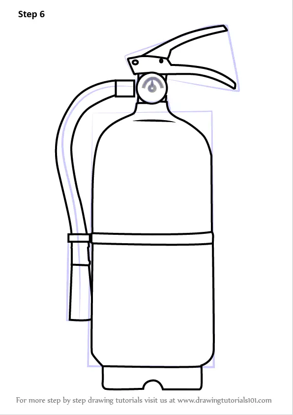How to Draw Fire Extinguisher (Everyday Objects) Step by Step