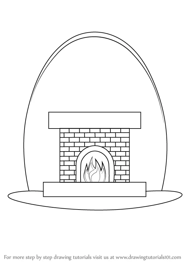 Learn How to Draw a Fireplace (Everyday Objects) Step by Step : Drawing