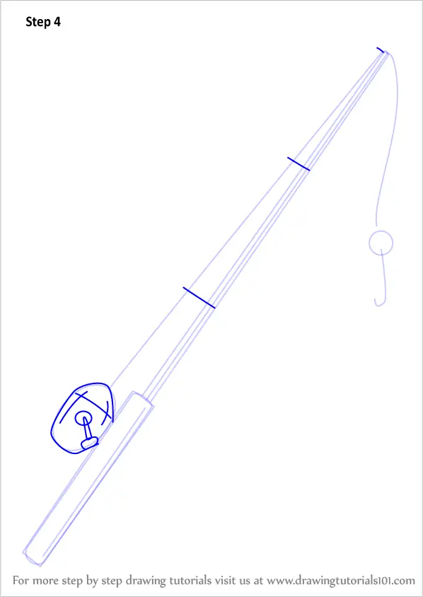 Learn How to Draw Fishing Pole (Everyday Objects) Step by Step