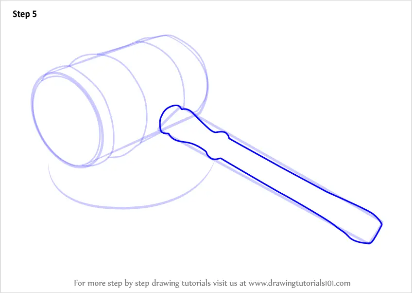 How to Draw a Gavel (Everyday Objects) Step by Step