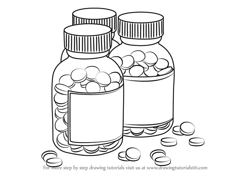 Learn How to Draw Medicine Bottles (Everyday Objects) Step by Step
