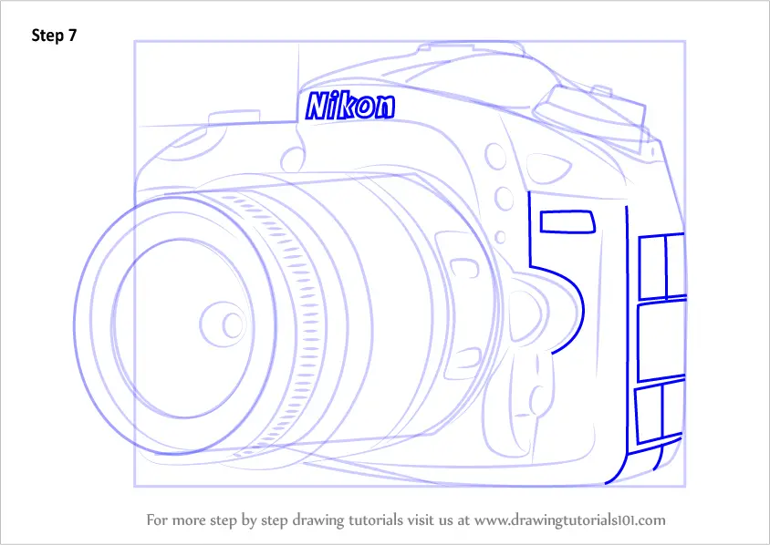 How to Draw Nikon DSLR Camera (Everyday Objects) Step by Step ...