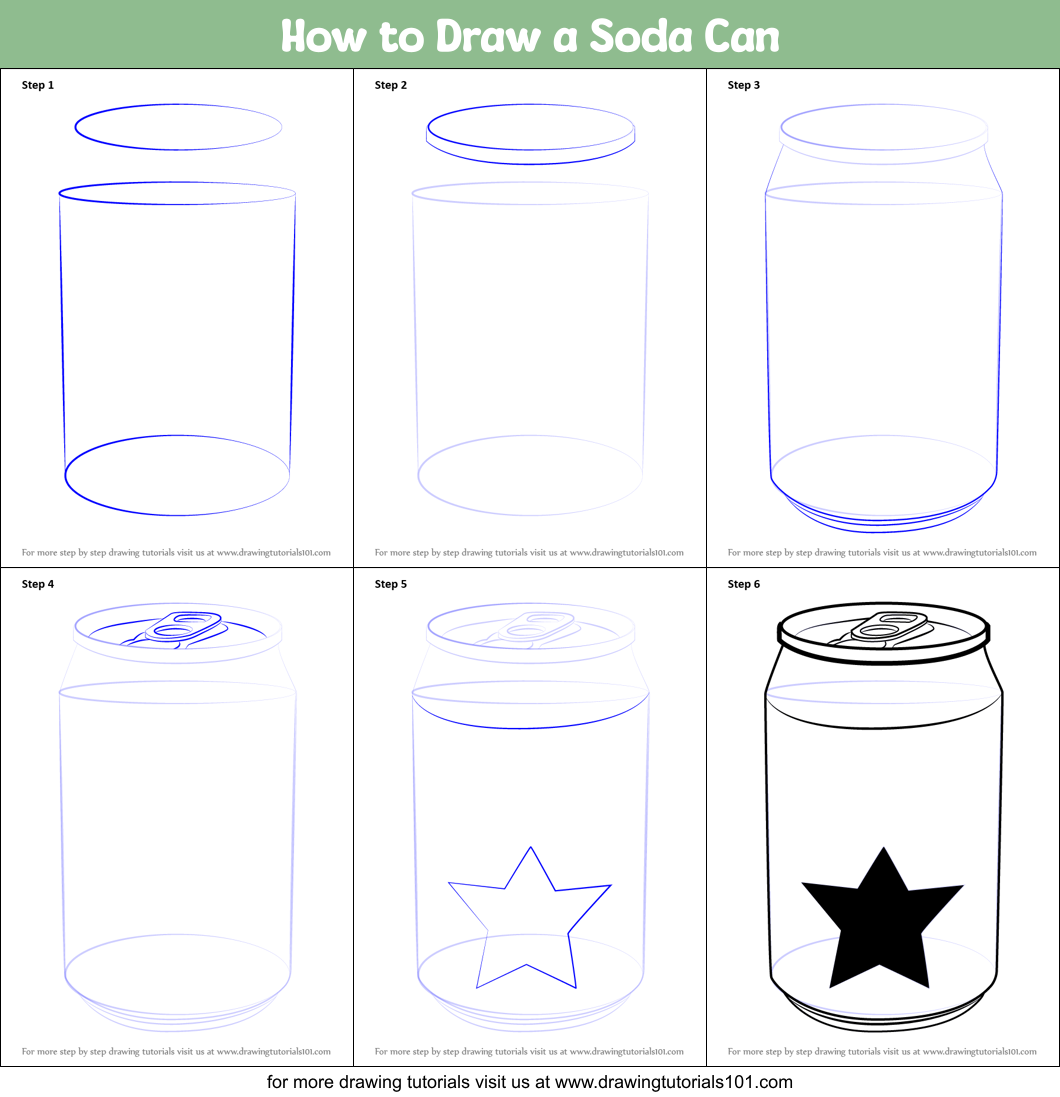How to Draw a Soda Can printable step by step drawing sheet