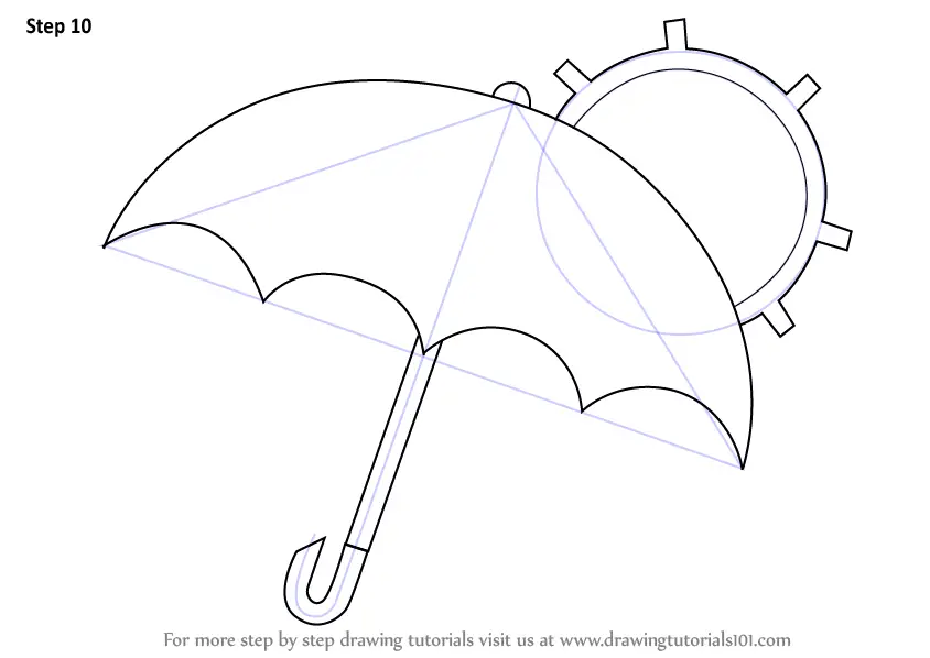 Learn How To Draw An Umbrella With Sun Everyday Objects Step By Step Drawing Tutorials
