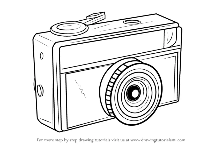 How to Draw a Vintage Camera (Everyday Objects) Step by Step