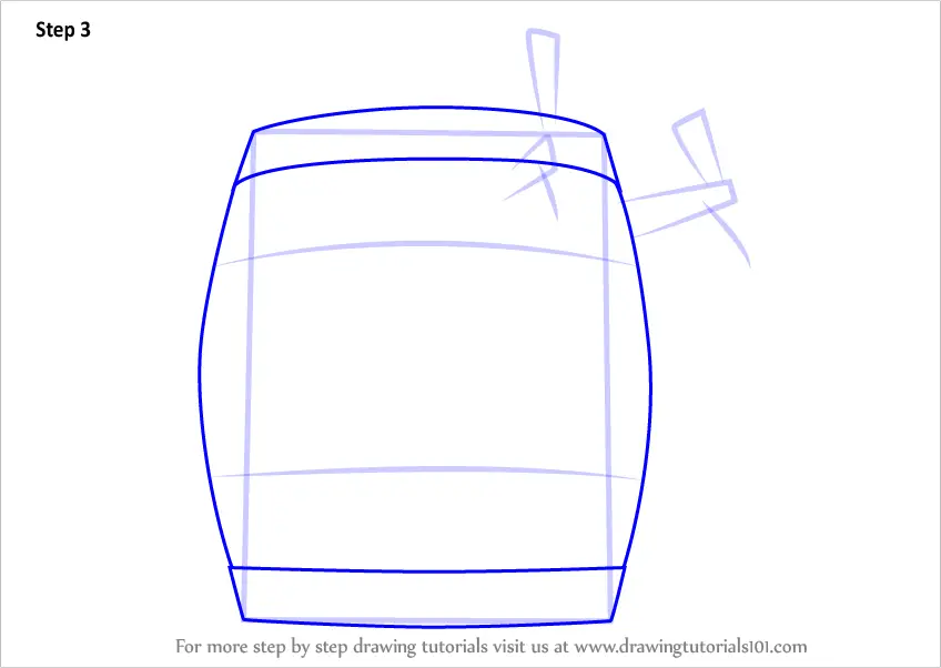 How to Draw Wooden Beer Keg (Everyday Objects) Step by Step