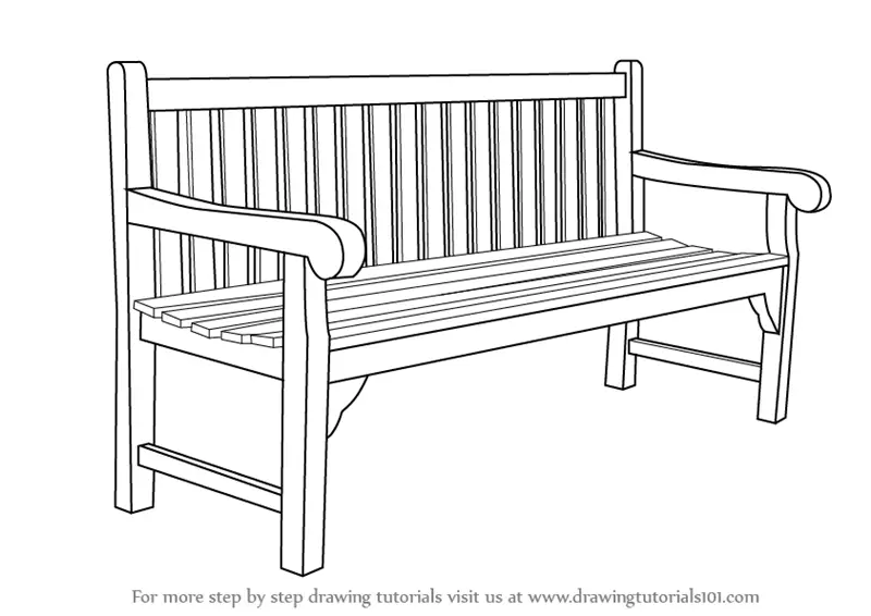 How to Draw a Bench (Furniture) Step by Step