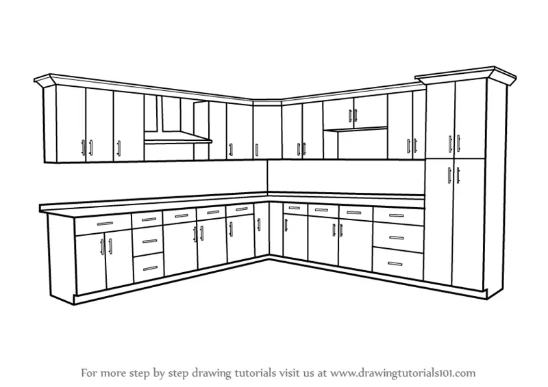How To Draw A Kitchen Cabinets Step 0 