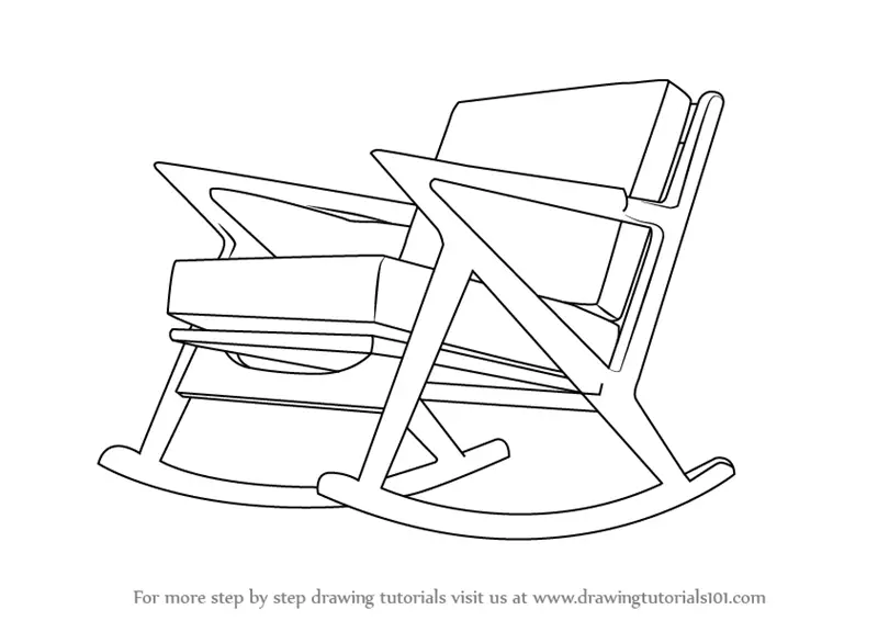 Step by Step How to Draw Rocking Chair : DrawingTutorials101.com