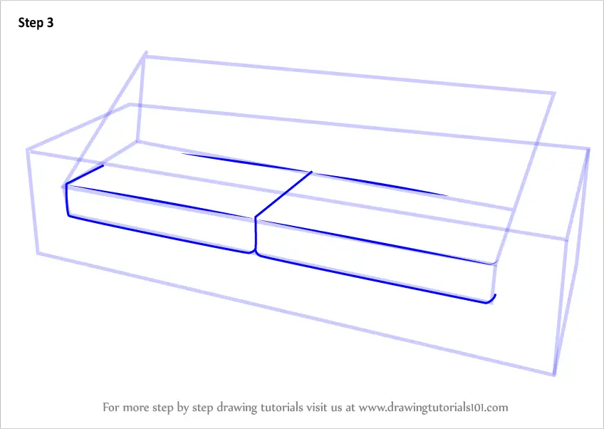 How to Draw Sofa with Cushions (Furniture) Step by Step ...